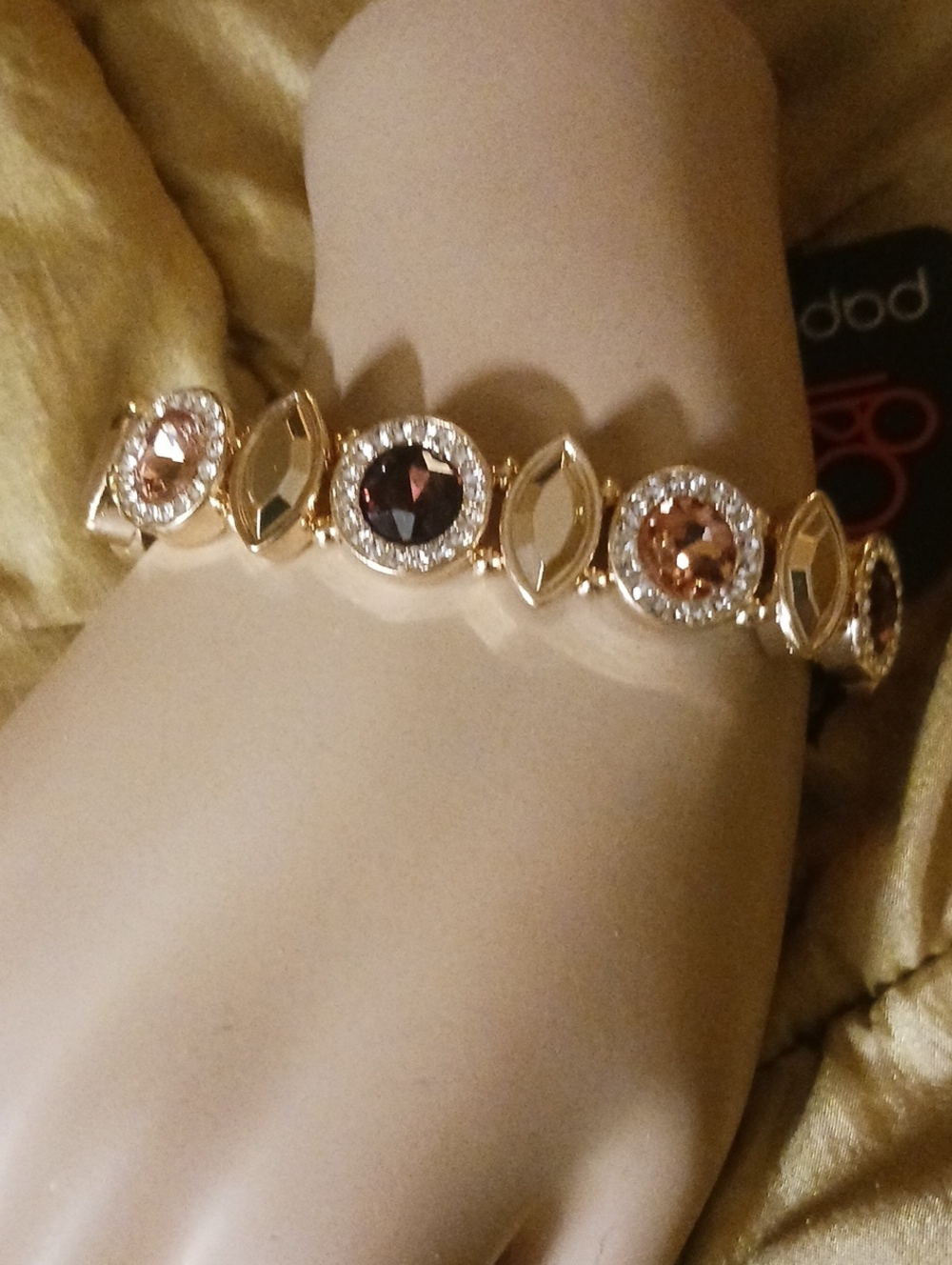 Paparazzi Gold-Tone Pink Stone Link Bracelet